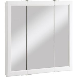 Design House Wyndham Tri-View Medicine Cabinet, 30", White | Wall Mount, Transitional, Wood, Bath, 545293-WHT