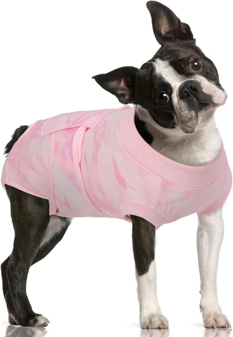FUAMEY Recovery Suit for Dogs After Surgery,Soft Breathable Dog Bodysuit E-Collar & Cone Alternative Surgical Suit,Male Female Dog Neuter Spay Suits Anti Licking Wounds Onesie Pink Tie Dye L (L(Back:16.1-20.1in,WT:23-48lbs))