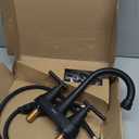 Bathroom Faucets for Sink 3 Hole, Hurran 4 inch Matte Black with Pop-up Drain and 2 Supply Hoses, Stainless Steel Lead-Free 2-Handle Centerset Faucet for Sink Vanity