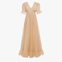 Regency Dresses for Women Embroidery Ruffle Empire Waist Victorian Dress, Size M