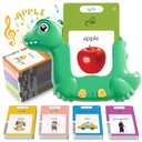 Arabic and English Talking Flash Cards for Kids, 510 Sight Words Bilingual Learning Toys for Toddlers, Arabic Alphabet Flashcards Pocket Speech Therapy Toys, Dinosaur Shaped