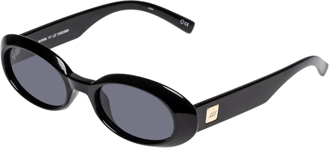 Le Specs Work It! Sunglasses - Oval, Unisex, Minimalist Sleek Style (Black)