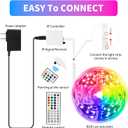 LED Strip Lights,RGB Music Sync Color Changing Led Lights with Smart App Control Remote & Remote Control for Room, Part, Essential, Sense of Atmosphere Decoration (100FT-2 Rolls of 50ft)