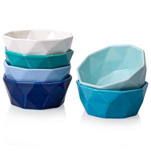 DELLING Colorful Ramekins 6 Oz Set of 5, Ceramic Souffle Dishes Oven Safe, Creme Brulee Ramekins for Baking Dessert Pudding Ice Cream, Small Porcelain Bowls Assorted Colors, Dishwasher Microwave Safe