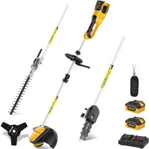 Cordless String Trimmer and Edger, 12 Inch 20V Weed Wacker Battery Operated Lawn Edger with 8 Pcs Replace Spool Trimmer Lines - 2 Batteries & Charger Included (40V String Trimmer Combo Kit)