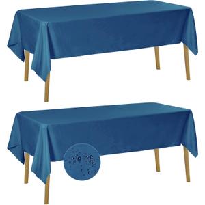 Fokitut 2 Pack Waterproof Rectangle Tablecloth, 60x120 Inch,Stain Resistant and Wrinkle Polyester Table Cloth, Fabric Table Cover for Kitchen Dining, Wedding, Party, Holiday Dinner-Mediterranean Blue