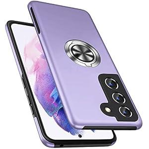 PELEPUES Case for Samsung Galaxy S21 Plus/S21+ 5G, [Built-in Camera Cover] Military Shockproof Phone Case Cover with Embedded Metal Ring Stand Kickstand [Support Magnetic Car Holder] for S21+, Purple