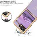 BENTOBEN for Samsung Galaxy Z Flip 6 5G Case, Cute Heart Luxury Gold Plating Slim Flexible TPU Bumper Protective Galaxy Z Flip6 Cover, Women Girls Phone Case for Samsung Z Flip 6 6.7'',Purple