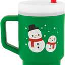 Infantino My 1st Tumbler, 9 Oz. Silicone Sippy Cup with Straw & Handle, Spill-Resistant Baby Cup for On-the-Go, BPA-Free Transition Bottle, Green Snowman