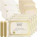 Fainne 100 Sets Certificate Paper Kit Single Sided Awards Holder with Foil Border for 8.5 X11 Certificate Covers Foil Award Seals Stickers Diploma Covers(Beige with Gold Foil)