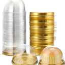 Patelai Clear Plastic Mini Cupcake Container, Mini Cupcake Box Muffin Dome Muffin Single Container Box for Wedding Birthday Cheese Pastry Dessert Cake (Gold, 50 Pieces)