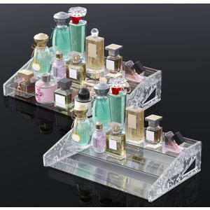 2 Pack Perfume Organizer- 3 Tier Cologne Stand Clear Plastic Cologne Organizer for Men/Women Fragrance, Lotion, Skincare Display Holder Shelf(Clear)