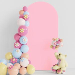 Putros Wedding Arch Cover 6.6FT Pink Spandex Fitted Round Top Chiara Backdrop Stand Covers for Wedding Birthday Party Decoration