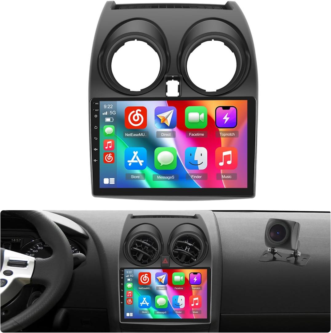 [Fit J-B-L] Car Radio for Nissan Rogue 2008-2013, 4+64G 9" Touch Screen for Rogue Stereo Kit with Carplay Android Auto, 5G WiFi, Bluetooth 5.0, 32EQ, 1280 * 720, Backup Camera