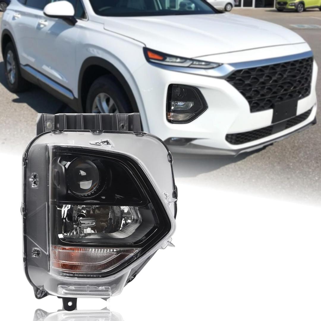 Halogen Projector Non-LED Headlight Fits 2019 2020 Hyundai Santa Fe SE/SEL