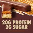 GHOST PROTEIN BAR, CHOCOLATE CARAMEL Flavor, 20G Protein, 2G Sugar, 4 Dual-Bar Packs, 9.2 oz (EXP 10/29/26)