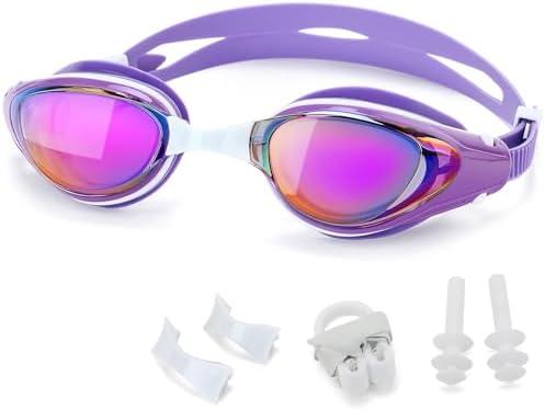 Nearsighted Swim Goggles, Shortsighted Optical Swimming Goggles No Leaking Anti Fog UV Protection for Adult Men Women (Color: Purple, Size: -2.5)