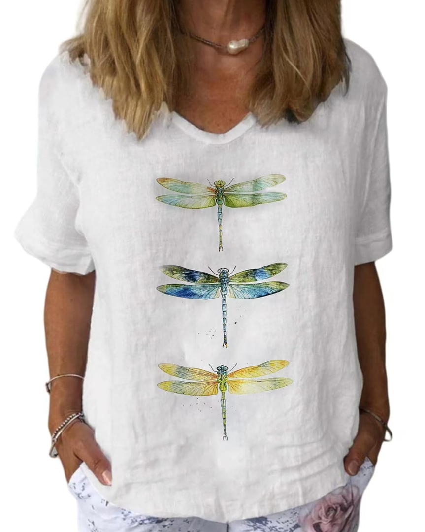 Womens Floral Plants Shirts Summer Short Sleeve Tops Cotton Linen Tshirt Trendy Boho Flower Graphic Tee Tops M