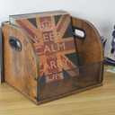 Vinyl Record Storage Record Crates for Vinyl Record Holder Wooden LP Record Storage Vinyl Crate Holds Up to 50 Record (Retro Color (1 Pack)), vintage brown