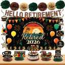 Holkcog Retirement Party Decoration, Vintage 2026 Retired Banner Background, Hello Retirement Honeycomb Centerpieces Hanging Swirls Cake Top, Office 2026 Retired Farewell Good Luck Goddbye Party Decor