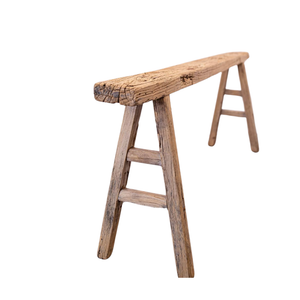 Vintage Elm Wood Bench – Rustic Schoolhouse Style Accent – 42–47" Long