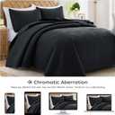 Lavsiry Black Quilt Twin Size with Striped Pattern, Lightweight Soft Summer Thin Microfiber Bedspread & Coverlet Bedding Set for All Seasons - 2 Piece(1 Quilt, 1 Pillow Sham)