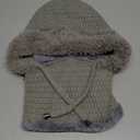 3-in-1 Women's Winter Knitted Balaclava Hat with Neck Warmer, 2026 New Multifunctional Cozy Fleece Ski Mask for Extreme Cold, Windproof Hooded Scarf for Outdoor Sports & Hiking（Gray）