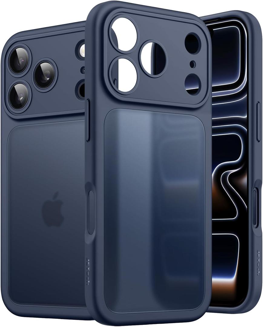 JETech Matte Case for iPhone 17 Pro 6.3-Inch, Shockproof Military Grade Drop Protection, Full Camera Lens Protection, Frosted Translucent Back Minimalist Phone Cover (Dark Blue)