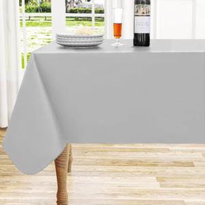 homing Rectangle Vinyl Tablecloth, Waterproof Spillproof Plastic Flannel Backed Table Cloth, Wipe Clean Table Cover for Dining, Buffet Parties and Camping (Light Grey, 60" x 120")