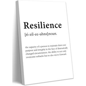 Inspirational Canvas Wall Art Motivational Quotes Poster Prints Resilience Definition Painting Black and White Inspirational Picture Positive Office Artwork Wall Decor for Living Room Bedroom 16x24in