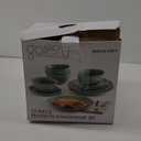 AmorArc Ceramic Dinnerware Sets for 4, 11 Pieces Handpainted Plates and Bowls Set, Scratch Resistant Stoneware Dishes Set, Dishwasher & Microwave Safe, Jade Green