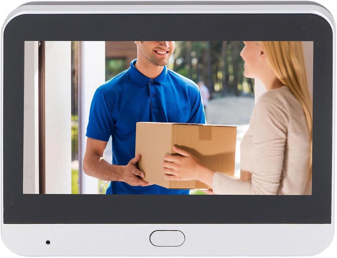 1080P Door Peephole Camera 4.3 inch Smart Visual Intercom Doorbell with Two Way Call, PIR Body Detection, 5000mah Rechargeable Battery Cloud SD