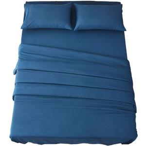 SONORO KATE Bed Sheet Set Super Soft Microfiber 1800 Thread Count Luxury Egyptian Sheets 18-Inch Deep Pocket Wrinkle and Hypoallergenic-4 Piece(King, Navy Blue)