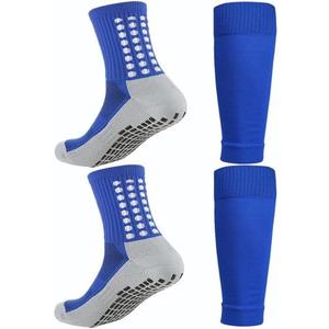 1 Set Soccer Grip Socks,Shin Guard Sleeves for Football Basketball for Men and Women Black/White One Size