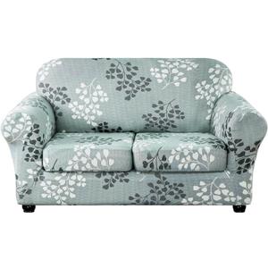 Lamberia Printed Sofa Cover for 2 Cushion Couch High Stretch Sofa Slipcovers 3 Piece Loveseat Slipcover with Two Separate Cushion Covers Elastic Bottom Floral Pattern (Fall, Loveseat)