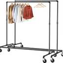 GREENSTELL Clothes Rack, Z Base Industrial Pipe Clothing Rack, Rolling Clothes Rack Heavy Duty on Wheels with Brakes, Garment Rack for Hanging Clothes in Bedroom, Laundry Room, 1 Pack, 59x24x63 inch