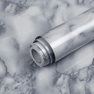 White and Gray Marble Contact Paper Glossy Peel and Stick Wallpaper Countertop Furniture Waterpoof Self Adhesive Removable Wall Paper Kitchen Livingroom Bathroom Cabinet 23.6"x120"