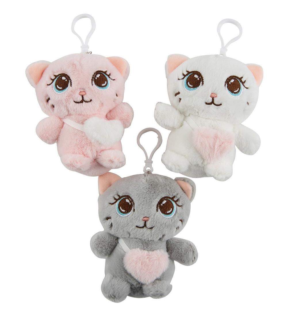 7 Pcs Cat Dog Plush Keychain Bulk Small Stuffed Animal Puppy Kitty Kawaii Cute Kitty Puppy Plush Keychain for Backpack Birthday Party Favor Wedding Baby Shower(Cat)