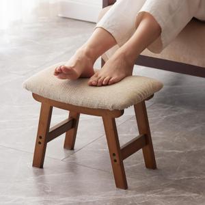 Foot Stool,Ottoman,Bamboo Small Sofa Foot Rest Under Desk,Extra Seating for Living Room, Bedroom and Kitchen(Brown Stool Legs - Beige Surface) Foot Stool,Ottoman,Bamboo Small Sofa Foot Rest Under Desk,Extra Seating for Living Room, Bedroom and Kitchen(Brown Stool Legs - Beige Surface)