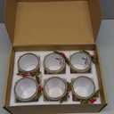 Funnymoom 6 Pcs Christmas Votive Candle Holders with Snowy and Red Berry Pine Leaves Xmas Music Note Glass Tealight Holders for Table Centerpiece Fireplace Home Ornaments Wedding Party Indoor Decor