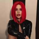 Red Wig Synthetic Straight Hair Middle Part Wig Shoulder Length Bob Wigs for Women Colorful Bob Wigs for Party & Cosplay Use