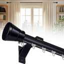 Curtain Single Track Wall Mounted, Roman Rod for Windows, Heavy Duty Drapery Rail with Aluminum Bracket, Silent Curtain Rails System for Room Divider Living Room Bedroom Hospital (Black, 2.5m(8.2ft)