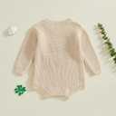 Nibbcoa Newborn Baby Boy St Patricks Day Outfit Lucky Boy Embroidery Knit Sweater Romper Long Sleeve Knitted Bodysuit (S-Apricot, 3-6 Months)