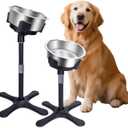 Elevated Dog Bowl, Adjustable Stand Heights and Width, Non-Slip Foot Mats, Tilting Raised Dog Bowls with Metal Knob for Small, Medium and Large Dogs Breed (2 Pack), Black