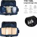 Rolling Duffle Bag with Wheels,110L/140L Expandable Soft-Sided Foldable Duffle Bag with 2 Rubber Wheels,Packable 32 Rolling Carry-On with Multi-Pockets & Compartments (Dark blue)