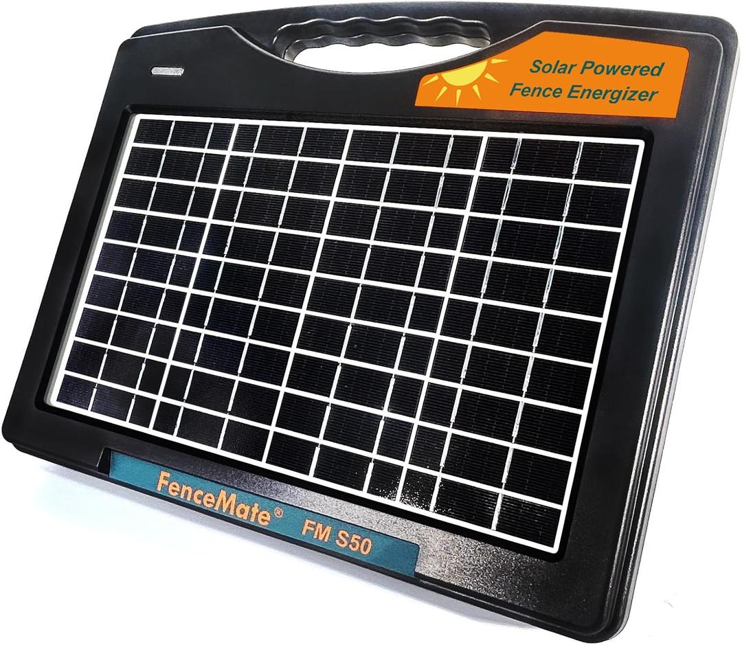 FenceMate Solar Powered Fence Charger 0.65J to 30 Miles for Containment of Livestock, Poultry or Hobby Farming, Portable Electric Fence Charger for Exclusion of Nuisance or Wild Animals Low Impedance
