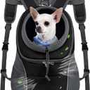 WOYYHO Pet Dog Carrier Backpack Small Dog Front Backpack Ventilated Dog Carrier Backpack with Storage Pockets, Adjustable Straps & Safety Belt for Travel Hiking Outdoor (Size L: 10-14 lbs, Black)
