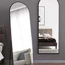 Floor Mirror, Full Length Mirror with Stand, Arched Wall Mirror Full Length, Black Floor Mirror Freestanding, Wall Mounted for Bedroom Living Room, Black (59"L x 18"W)