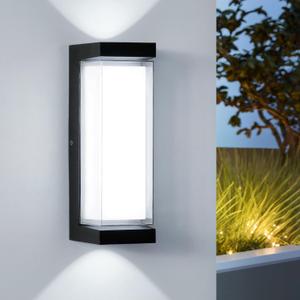 24W Outdoor Porch Lights Exterior Lighting Fixtures Wall Mount Rectangular Modern Patio Sconces 3000LM 6000K Aluminum Black IP65 for Garage House Front Door Entryway
