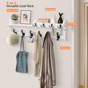 Coat Rack Wall Mount with Shelf, 27.5" Entryway Wall Hanging Shelf, Coat and Key Hanger with 10 Dual Hooks, Mail Organizer and Key Holder Hat Rack for Wall, Wood Coat Hooks with Storage